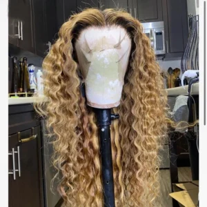 Honey brown curly hair