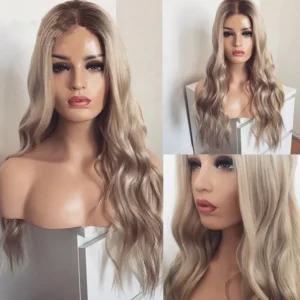 Ombre Ash Blonde Color Transparent Lace Body Wave European Virgin Cuticle Aligned Hair HD Lace Frontal Wig