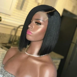 10A No Tangle No Shedding Straight Short Bob Wig Virgin Cuticle Aligned Human Hair Lace Front Wigs