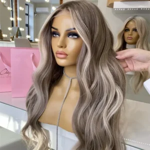 Ash Blonde Highlight ombre hair wig