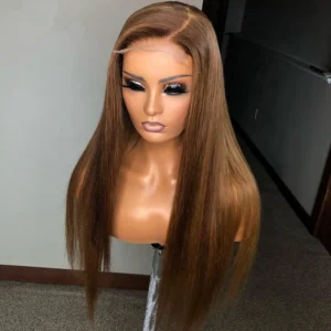 Ponytail #4 Brown Color Silky Straight Pre Plucked Brazilian Virgin Cuticle Aligned Hair 360 Lace Wig With Baby Hair