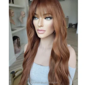 Customized Made Blond 16A Virgin russian Hair Transparent 13*6 HD Lace Front Wig Body Wave with bangs jewish wig For White Women