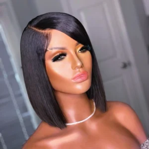 10A No Tangle No Shedding Straight Short Bob Wig Virgin Cuticle Aligned Human Hair Lace Front Wigs