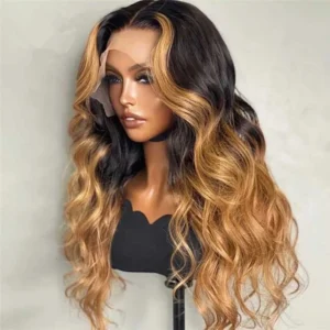 100% Raw Indian Human Hair Wigs Water Wave Highlight Honey Blonde Color hd Lace Frontal Human Hair Wigs