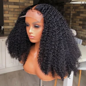 400% High Density Pre Plucked Afro Kinky Curly Bleached Knots Virgin Cuticle Aligned Hair 5*5 Lace Closure Wig