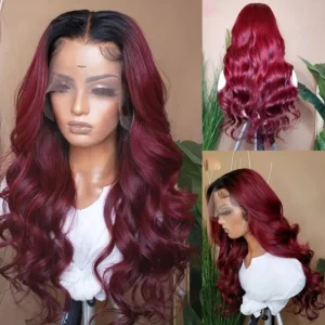 Burgundy Red 100% human Hair wig